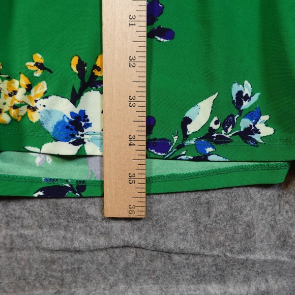 Ralph Lauren Dress Womens 4 ALine Floral Green Long Sleeve Crew Neck Flare - Picture 8 of 9